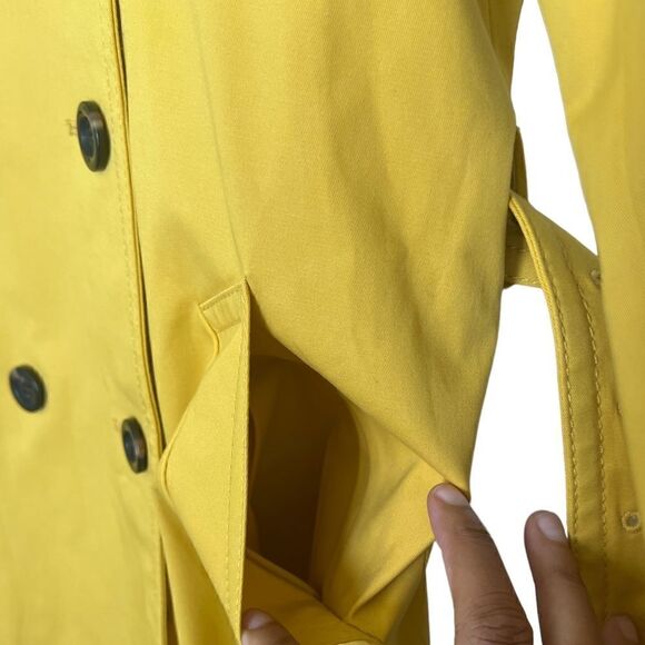 Ann Taylor Petite Mustard Yellow Dopamine Dressing Twill Trench Coat Size XXS - Picture 10 of 16